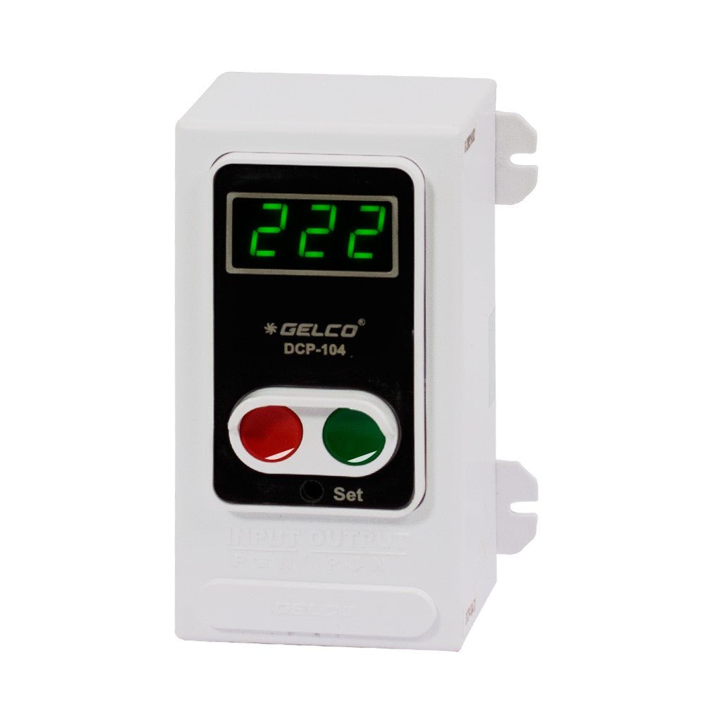 DCP 104, Protect AC/TV/Fridge/Washing Machine, etc. against Voltage Fluctuations/Overheating/Burning, Auto On/Off Function, 230V, 50Hz - Gelco Electronics Pvt. Ltd.
