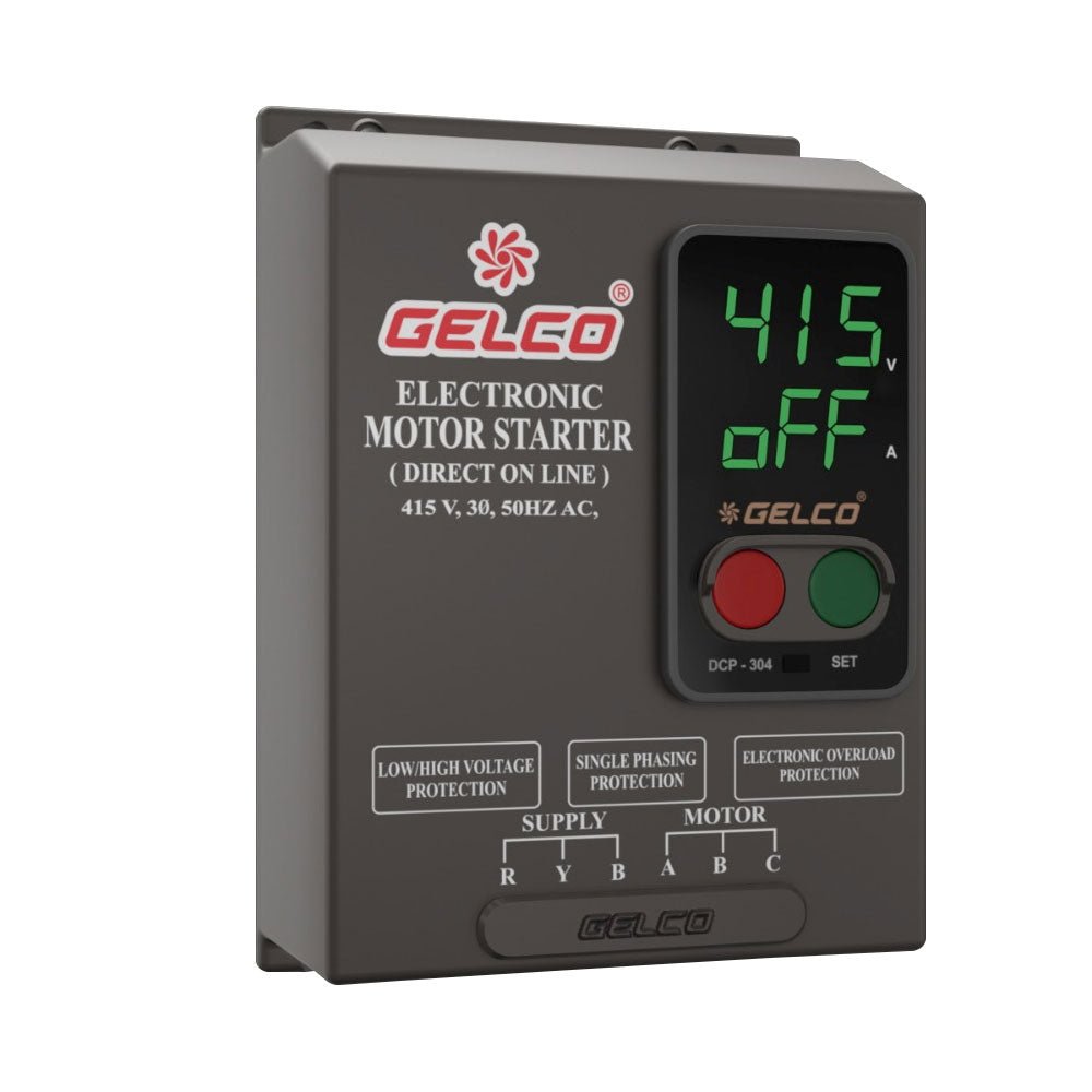 DCP-304, Operate & Protect all kinds of Submersible Motors & Pumps, Auto-Start After Power Cut, Phase Outage Protection, With Digital Display, 415V, 50Hz - Gelco Electronics Pvt. Ltd.