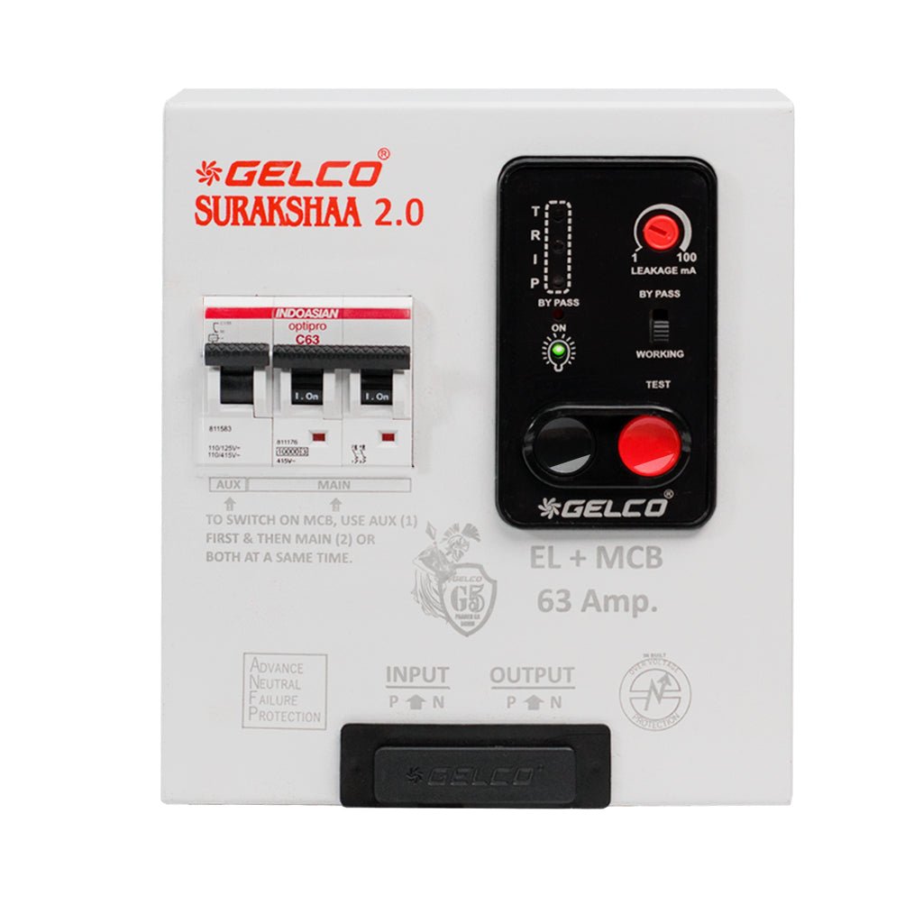Suraksha 2.0 Miniature Circuit Breaker Single phase 63 Ampere - Gelco Electronics Pvt. Ltd.