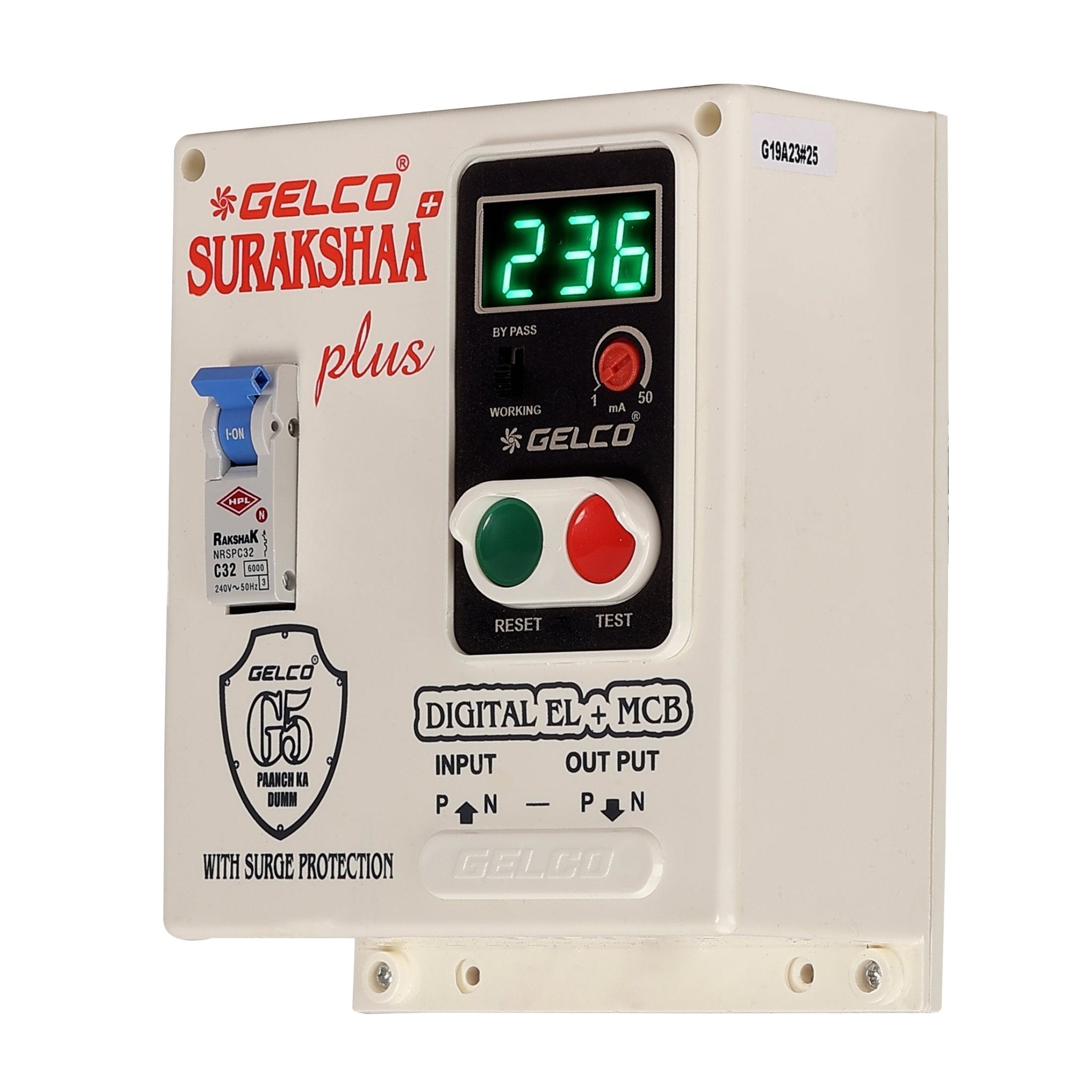 Suraksha Earth Leakage and Miniature Circuit Breaker, Complete Protection Against Leakage Currents, High Voltages, Electric Shocks, and Short Circuits, 230V, 50Hz - Gelco Electronics Pvt. Ltd.