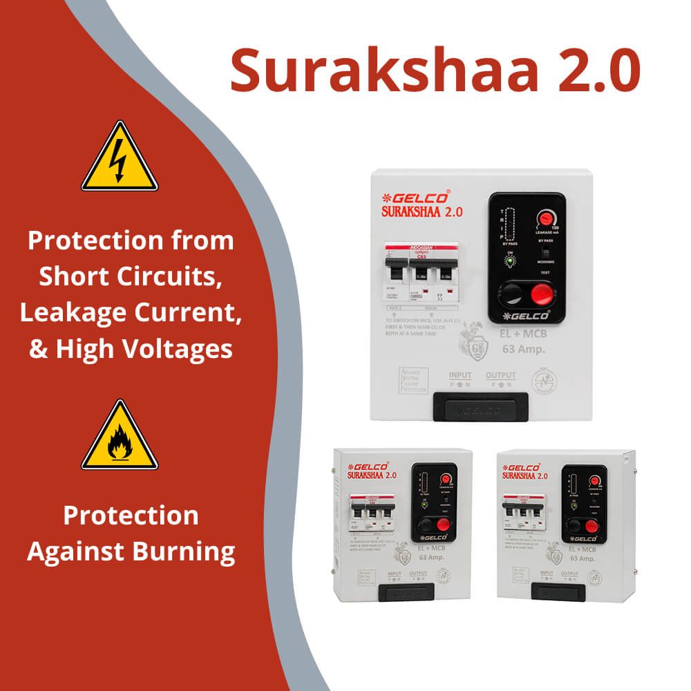 Suraksha 2.0 Miniature Circuit Breaker Single phase 63 Ampere - Gelco Electronics Pvt. Ltd.
